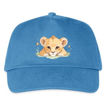 Lion cub with butterflies - Kids’ Baseball Cap - peacock-blue - Front