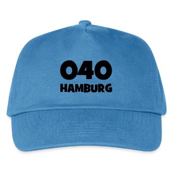 040 - H - Hamburg - Vorwahl - Telefon telefonieren - Kinder Basecap - Pfauenblau - Vorne