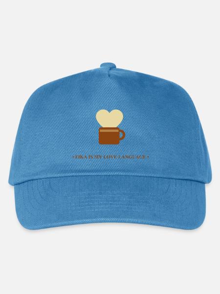 Tasse mit Herz Fika Nachricht - Kinder Basecap - Pfauenblau