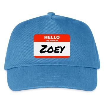 Hello My Name Is Zoey Label Name Tag - Kids’ Baseball Cap - peacock-blue - Front