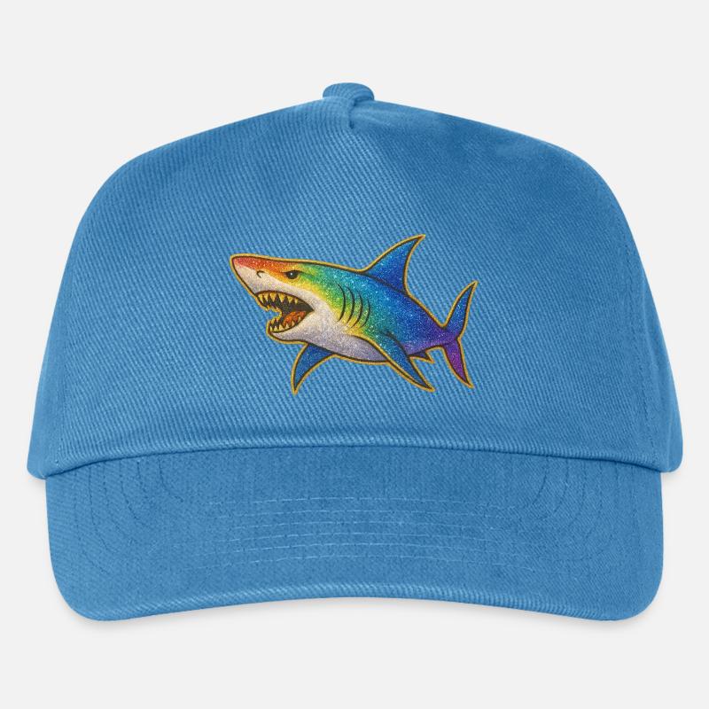 Regenbogen Glitzerhai Motiv - Kinder Basecap - Pfauenblau