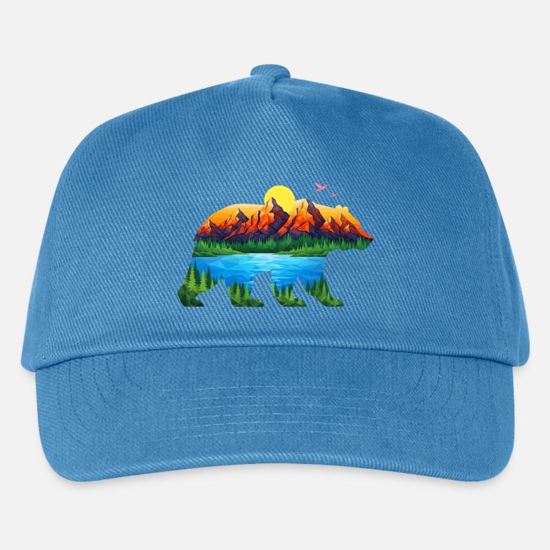 Geometrischer Bergbär Landschaft - Kinder Basecap - Pfauenblau