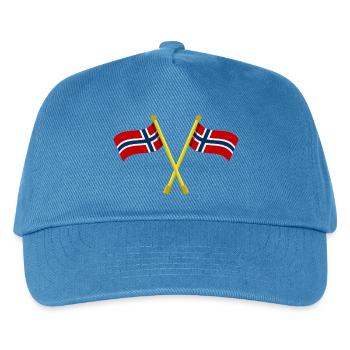 Norwegische Flagge - Kinder Basecap - Pfauenblau - Vorne