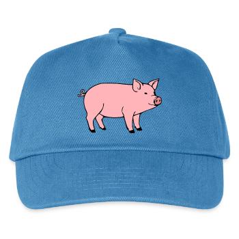Schwein rosa Metzger Fleischer Geschenk - Kinder Basecap - Pfauenblau - Vorne