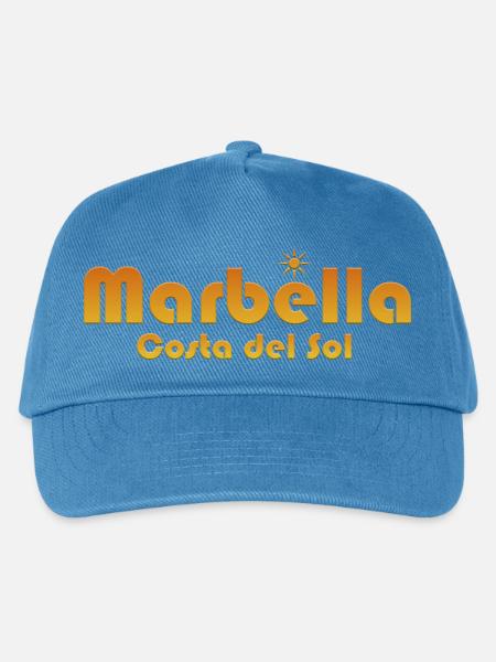 Marbella Costa del Sol-Sunburst Text - Kinder Basecap - Pfauenblau