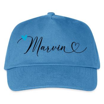 Marvin Name Vorname Kalligrafieherz - Kinder Basecap - Pfauenblau - Vorne