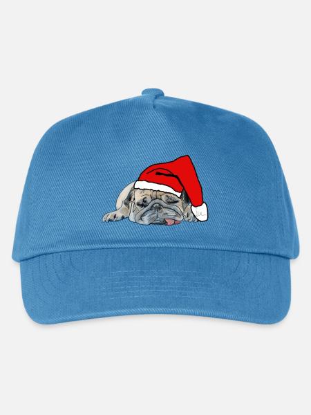 Mops Weihnachten - Kinder Basecap - Pfauenblau