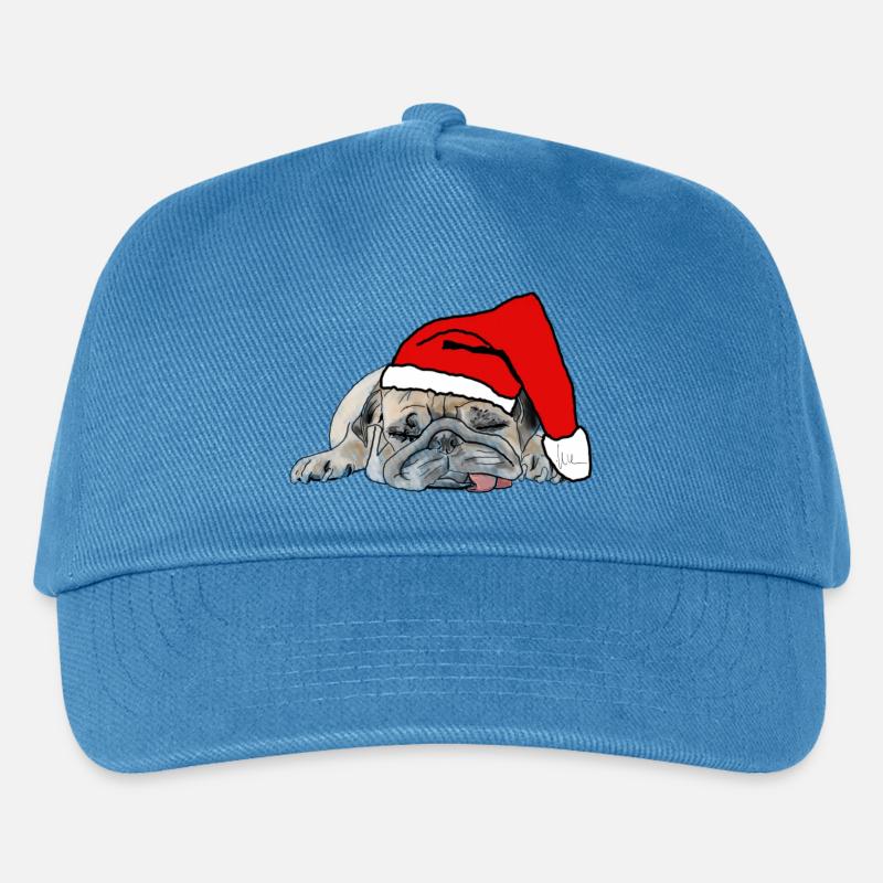 Mops Weihnachten - Kinder Basecap - Pfauenblau