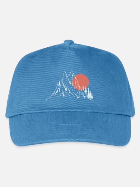Purpurrote Sonne über den Alpengipfeln - Kinder Basecap - Pfauenblau