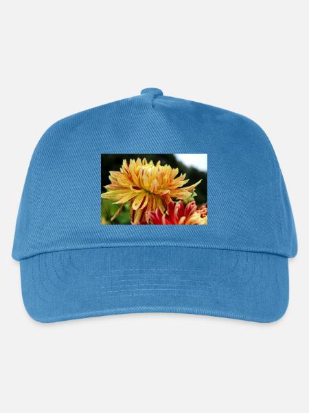 Dahlie gelb Blüte ,Blume - Kinder Basecap - Pfauenblau