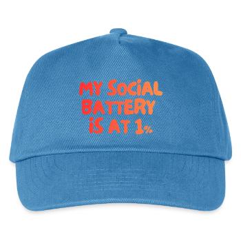 Meine soziale Batterie liegt bei 1 Prozent - Kinder Basecap - Pfauenblau - Vorne