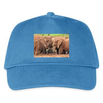 Herd of elephants bathing in the waterhole - Kids’ Baseball Cap - peacock-blue - Front