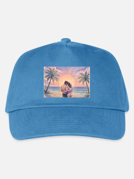 Palm Sunset Embrace - Kinder Basecap - Pfauenblau