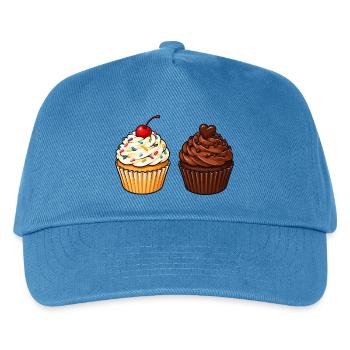 Cupcake Duo: Vanille & Schoko - Kinder Basecap - Pfauenblau - Vorne