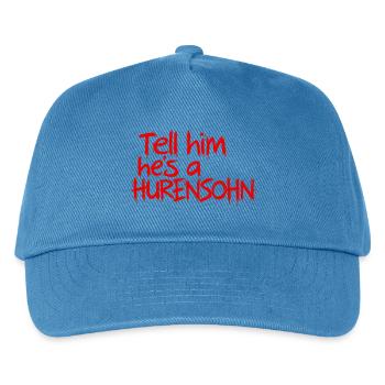 Rotes Graffiti Statement Tell him hes a Hurensoh - Kinder Basecap - Pfauenblau - Vorne