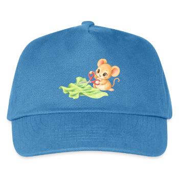 Maus - Niedliches Mäuschen schneidet Stoff - Kinder Basecap - Pfauenblau - Vorne