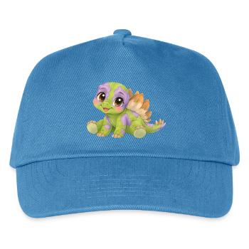 Verspielter kleiner Stegosaurus in Lila und Grün - Kinder Basecap - Pfauenblau - Vorne