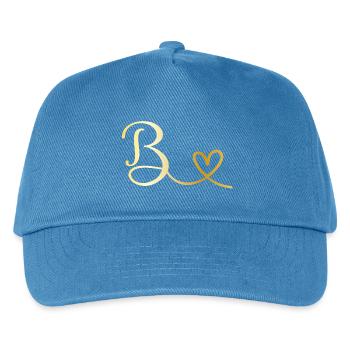 B goldenes Monogramm mit Herz - Kinder Basecap - Pfauenblau - Vorne
