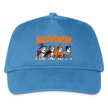  Aussieween Australian Shepherd Halloween Kostüm - Kinder Basecap - Pfauenblau - Vorne