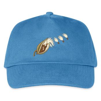 Seidenpflanzenkapsel und treibende Samen - Kinder Basecap - Pfauenblau - Vorne