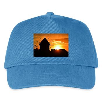 Windmühle bei Sonnenuntergang - Kinder Basecap - Pfauenblau - Vorne