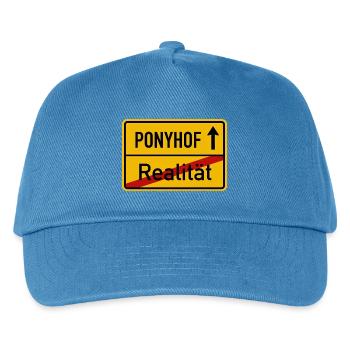 Ponyhof Realität Ortsschild Lustig Spruch Humor - Kinder Basecap - Pfauenblau - Vorne