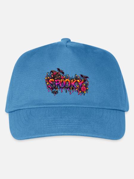 Spooky Katzen Neon-Drip - Kinder Basecap - Pfauenblau