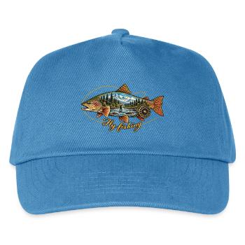 Truite_vintage_et_pcheur_la_mouche - Kinder Basecap - Pfauenblau - Vorne