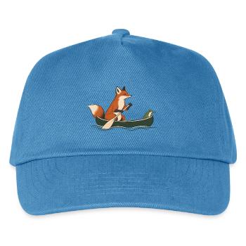 Fuchs und Frosch im Kanu – Outdoor-Abenteuer - Kinder Basecap - Pfauenblau - Vorne