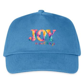 Joy in small things – bunter Aquarellspruch - Kinder Basecap - Pfauenblau - Vorne