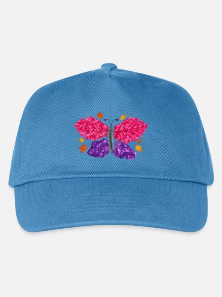Herbstblatt-Schmetterling – Bunte Naturkunst - Kinder Basecap - Pfauenblau
