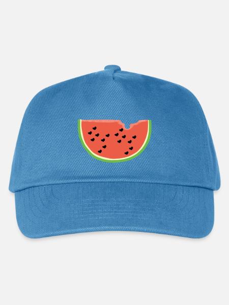 Melone mit Herz - Geschenk - Wassermelone - Comic - Kinder Basecap - Pfauenblau