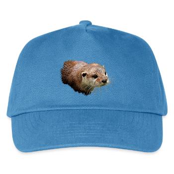 Natur-Kunst: Otter Portrait Digital Art Design - Kinder Basecap - Pfauenblau - Vorne