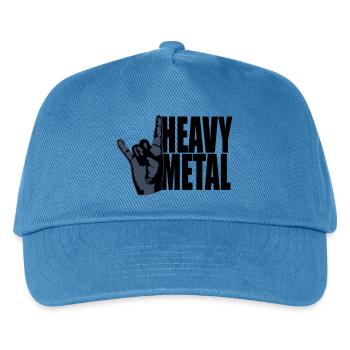 Heavy Metal Rock Music Horns Hand Gesture Text Logo - Kids’ Baseball Cap - peacock-blue - Front