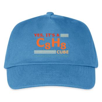 C8H8 Cubane – Yes it's a Cube retro Chemie - Kinder Basecap - Pfauenblau - Vorne