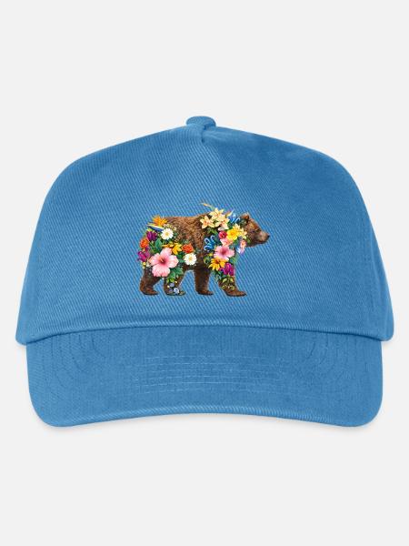 Bär aus wilden Blumen - Kinder Basecap - Pfauenblau