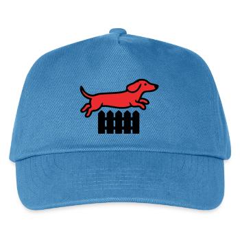 Dackel Sprung Zaun Agility - Kinder Basecap - Pfauenblau - Vorne