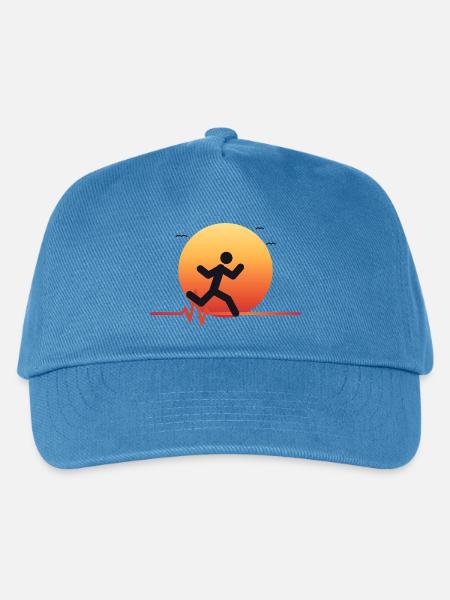 Sonnenuntergangsläufer Silhouette - Kinder Basecap - Pfauenblau