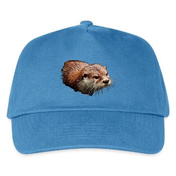 Natur-Kunst: Otter Portrait Digital Art Design - Kinder Basecap - Pfauenblau - Vorne