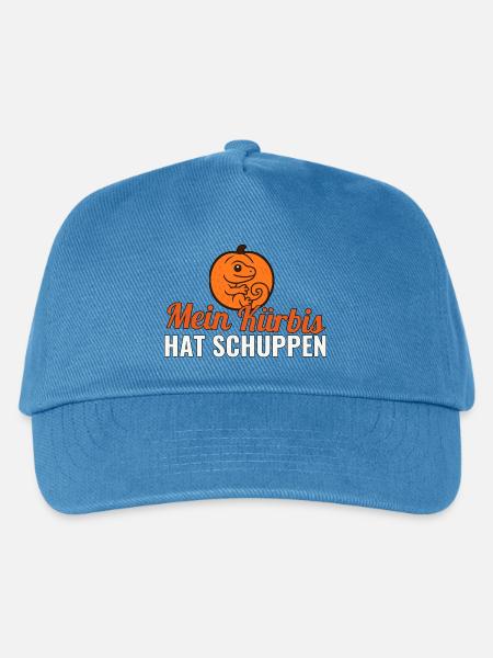 Mein Kürbis hat Schuppen – Gecko Halloween Shirt - Kinder Basecap - Pfauenblau