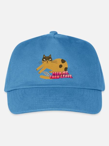 Füttere mich und lass Katze Illustration - Kinder Basecap - Pfauenblau
