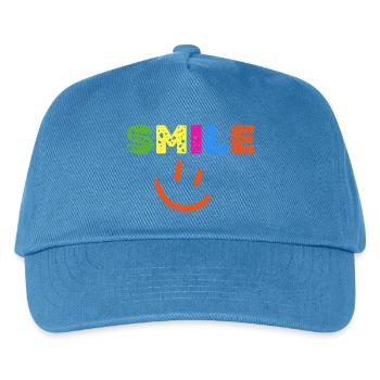 Smile Farbexplosion, Gute Laune Shirt, Statement  - Kinder Basecap - Pfauenblau - Vorne