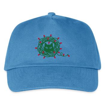 Katze Lichterkette Illustration - Kinder Basecap - Pfauenblau - Vorne
