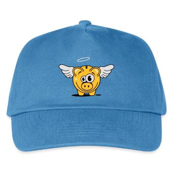 Sparschwein mit Flügel und Heiligenschein - Kinder Basecap - Pfauenblau - Vorne