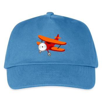 Roter Doppeldecker-Flugzeug - Kinder Basecap - Pfauenblau - Vorne