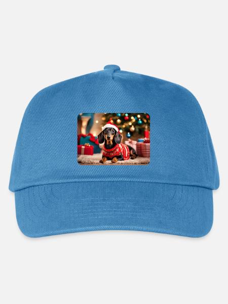 Süsser Weihnachts-Dackel - Kinder Basecap - Pfauenblau