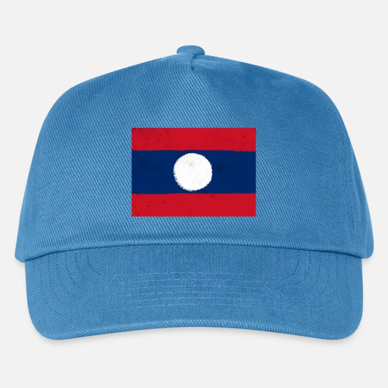 Flagge von Laos - Kinder Basecap - Pfauenblau