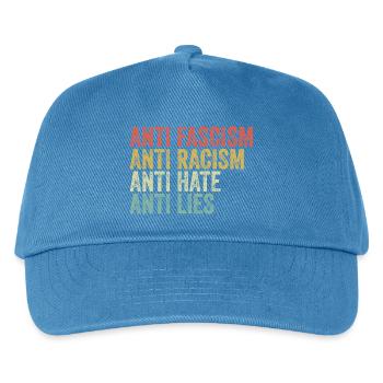 Antifaschismus Antirassismus Antihass Antilügen - Kinder Basecap - Pfauenblau - Vorne