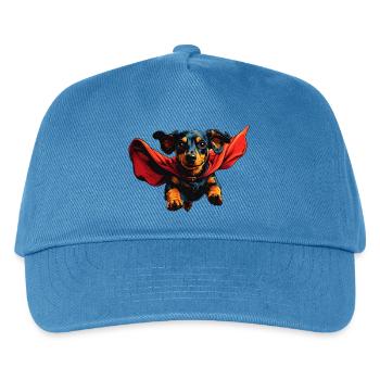 Superhero Dachshund with Cape - Kids’ Baseball Cap - peacock-blue - Front