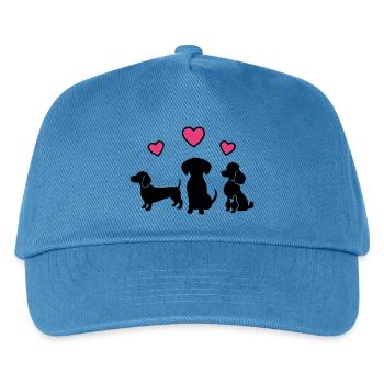 Drei Hunde Dackel Herzen Hundemama Gassi - Kinder Basecap - Pfauenblau - Vorne